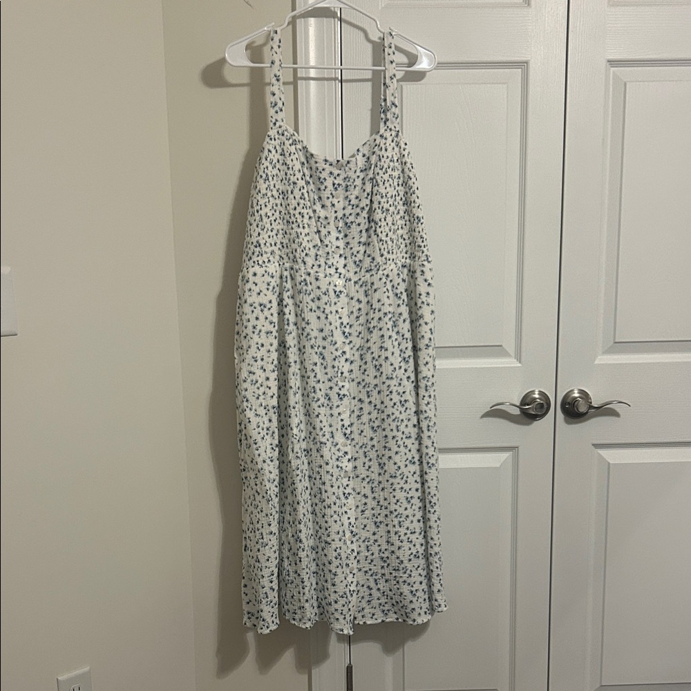 Torrid White Midi Sundress with Blue Floral Print- Size 2. NWT